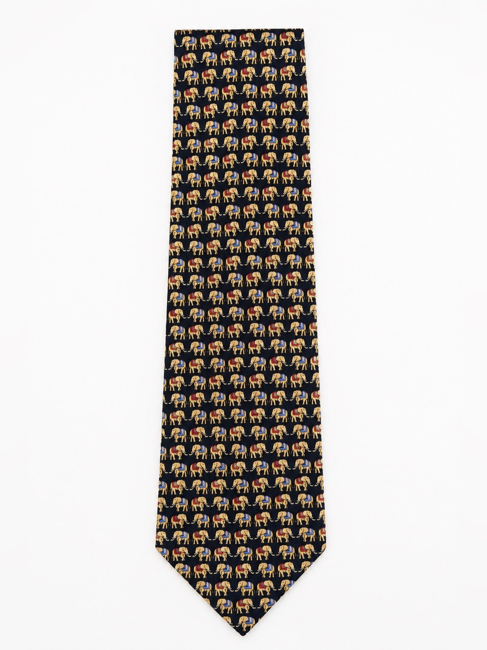Lord & Taylor Elephant Print Silk Tie Preppy Classic Business Black Red Blue